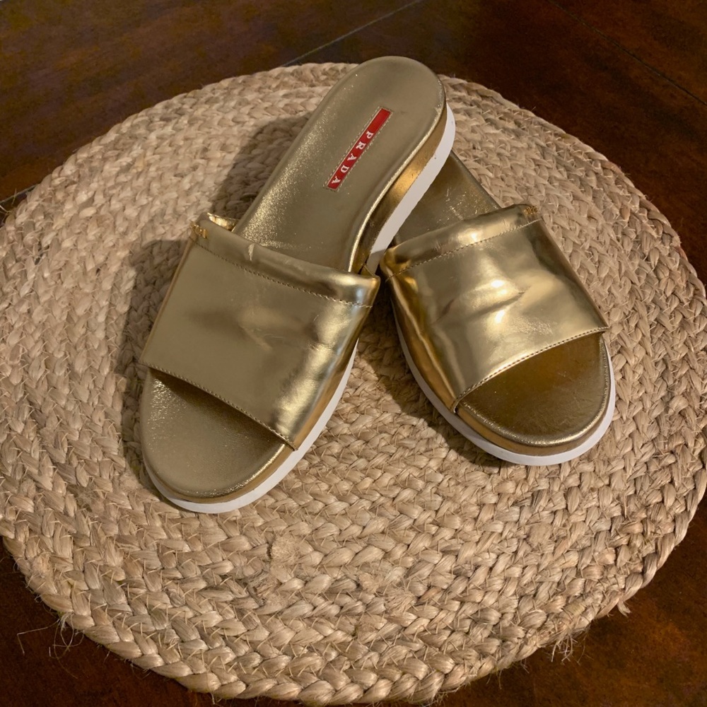 Prada Gold Slides